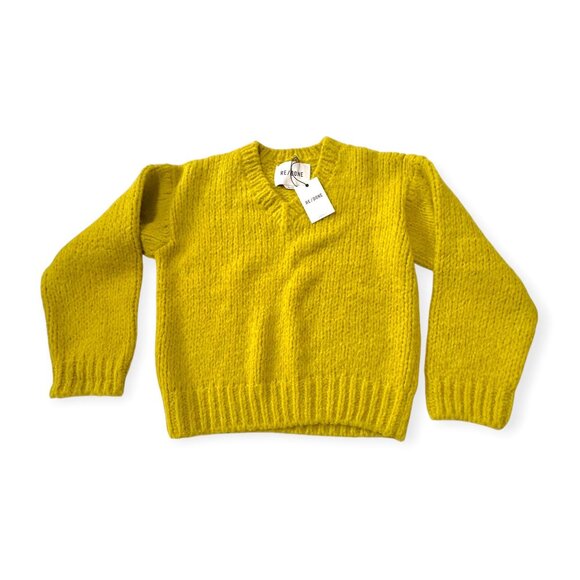 RE/DONE 50s V Neck Pullover Sweater, Wool, Size S, Chartreuse, New with tag - Picture 8 of 12